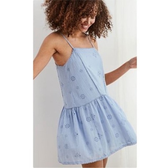Aerie Light Blue Spaghetti Strap Dress Size XL - Picture 1 of 6